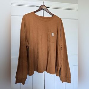 Carhartt Womens Tan Tencel Long Sleeve Pocket Tee